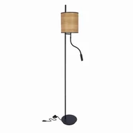 Lampy stojące - ZETA LAMPA PODŁOGOWA CZARNY 1X40W E27+3W LED 4000K ABAŻUR ORZECHOWY - miniaturka - grafika 1