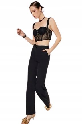 TRENDYOL CZARNE SPODNIE CASUAL PROSTE Z WYSOKIM STANEM 36 5_A