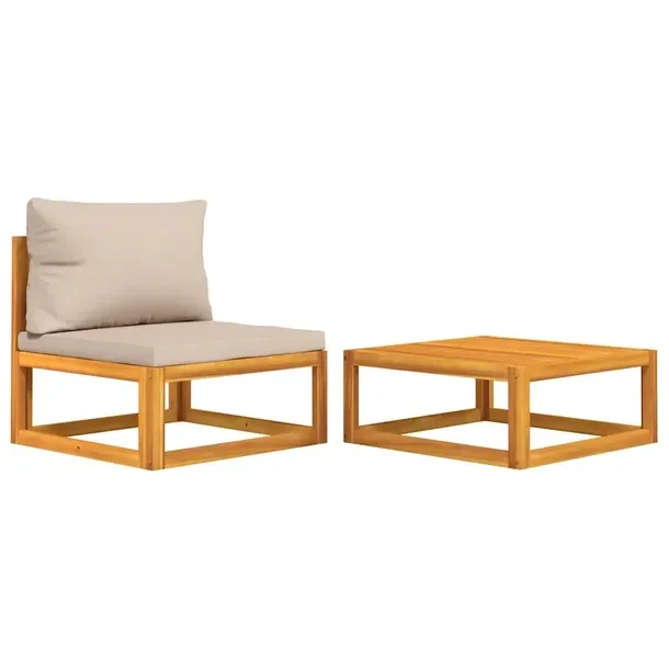 Zestaw Wypoczynkowy Ogrodowy z Litego Drewna Akacjowego, Taupe, 68x70.5x65
