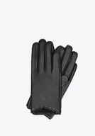Rękawiczki - Damskie rękawiczki skórzane z nitami czarne - miniaturka - grafika 1