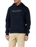 Bluzy męskie - Tommy Hilfiger Męska bluza z kapturem Hilfiger New York, Pustynne niebo, XS - miniaturka - grafika 1