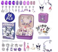 Prace ręczne dla dzieci - KUROMI HELLO KITTY ZESTAW DO ROBIENIA BRANSOLETEK BIŻUTERI ZAWIESZKI CHARMS - miniaturka - grafika 1