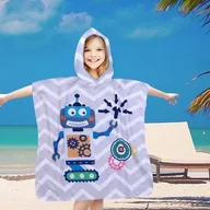 Okrycia kąpielowe dla dzieci - Poncho dziecięce plażowe 60x60 niebieski robot - miniaturka - grafika 1