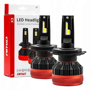 Żarówki samochodowe Led X3 Series AMiO H4 6500K 90W 12V 9900lm - Żarówki samochodowe - miniaturka - grafika 1