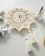 Zegary - Zegar ścienny boho, chwosty, makrama, kolor naturalny - miniaturka - grafika 1