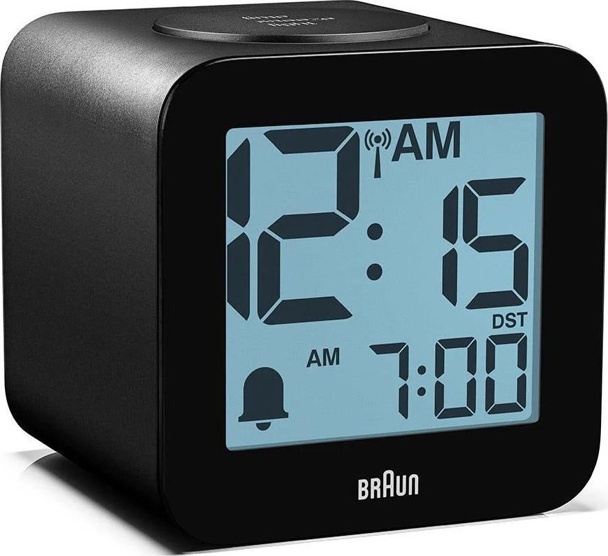 Budzik elektroniczny Braun BC25BP-DCF mówiący sterowany radiowo .