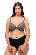 Biustonosze - Ulla Popken Damskie duże rozmiary plus size biustonosz z fiszbinami, koronka, miękkie miseczki, miseczki B - E 810248, zielony, 110E - miniaturka - grafika 1