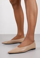 Baleriny - Ciemnobeżowe Balerinki Vices ze Szpiczastym Noskiem i Wkładką ze Skóry Naturalnej Belvisse - miniaturka - grafika 1