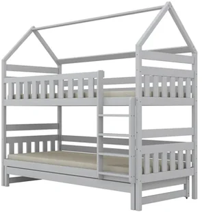 Łóżko piętrowe domek FELIKS 160x80 białe drewniane trzyosobowe KOCOT KIDS - Łóżka dla dzieci i młodzieży - miniaturka - grafika 1