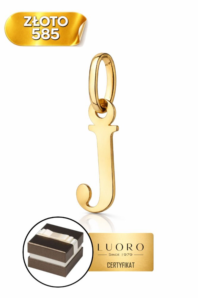 ZAWIESZKA ZŁOTA 585 14K LITERKA J DUŻA ŻÓŁTE ZŁOTO 24 MM ELEGANCKA