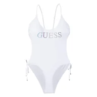 Stroje kąpielowe - Damski Strój kąpielowy jednoczęściowy GUESS ONE PIECE LOGO STRASS E4GJ10MC040-G011 – Biały - miniaturka - grafika 1