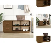 Szafki na buty - vidaXL Ławka na buty miodowy brąz 100x34x45 cm lite drewno sosnowe - Stojaki i szafki na buty - miniaturka - grafika 1