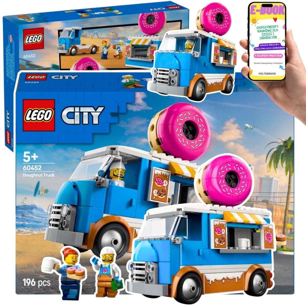 LEGO Mobilna Pączkarnia – Zestaw z Pączkami, Kawą i Minifigurkami (60452) LEGO PREZENT URODZINOWY DLA DZIEWCZYNKI I CHŁOPCA + EBOOK