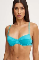 Stroje kąpielowe - Calvin Klein biustonosz kąpielowy kolor turkusowy miękka miseczka KW0KW02345 - miniaturka - grafika 1