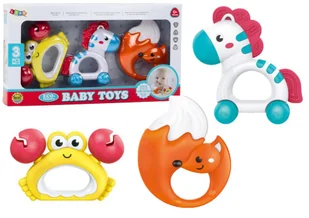 Zestaw Zabawek Dla Niemowlaka Grzechotki Gryzaczki Zebra Krab Lis 3 Szt LEAN Toys - Grzechotki dla dzieci - miniaturka - grafika 1