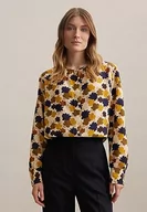 Bluzki damskie - Seidensticker Damska bluzka - modna bluzka - Regular Fit - Okrągły dekolt - Długi rękaw - 100% wiskoza, beżowy, 46 - miniaturka - grafika 1