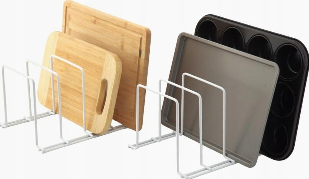 STOJAKI 2 SZTUKI 26X21X16CM REGAŁ KUCHENNY ORGANIZER SZAFKOWY BIAŁY