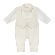 Pajacyki dla niemowląt - Pajac welurowy Henry, ecru 56 - miniaturka - grafika 1