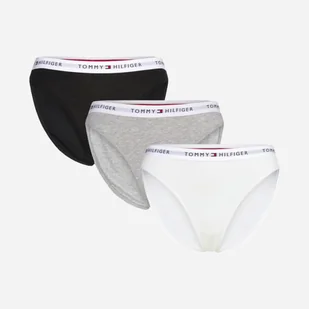 Zestaw majtek slipy damskich bawełnianych Tommy Hilfiger UW0UW05529 L 3 szt Szary/Biały/Czarny (8720637189672) - Majtki damskie - miniaturka - grafika 1