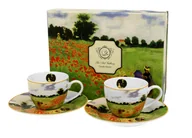 Filiżanki - Filiżanki do espresso porcelanowe ze spodkami DUO Poppy Field Claude Monet 100 ml 2 szt - miniaturka - grafika 1