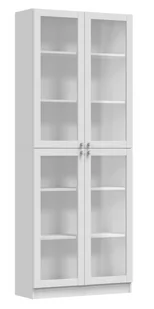 Szeroki regał przeszklony, półki, Pafos, 81x31x200 cm, biały, mat - Regały - miniaturka - grafika 1