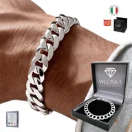 Bransolety męskie - SREBRNA MĘSKA BRANSOLETKA 10mm PANCERKA NA RĘKĘ DIAMENTOWANA SZEROKA PR.925 - miniaturka - grafika 1