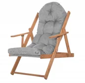 Leżaki ogrodowe - Leżak ogrodowy, drewniany Borneo 3-stopniowa regulacja i poduszka, balkonowy szary UNIWERSALNY - miniaturka - grafika 1