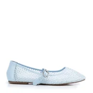 Półbuty męskie - Damskie baleriny z błyszczącymi akcentami niebieskie - miniaturka - grafika 1