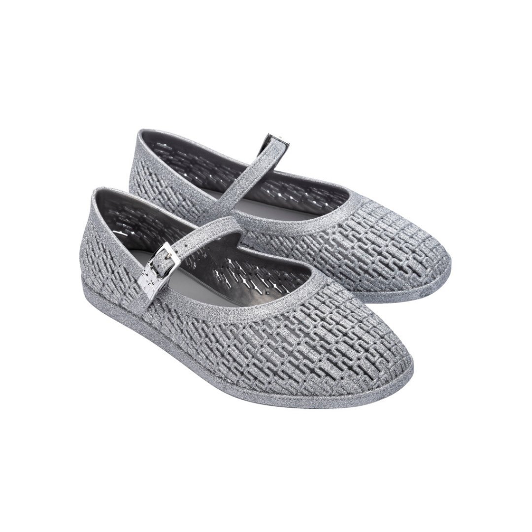 Melissa Harper Glitter Ad Glitter Silver Klapki Damskie Srebrne 38