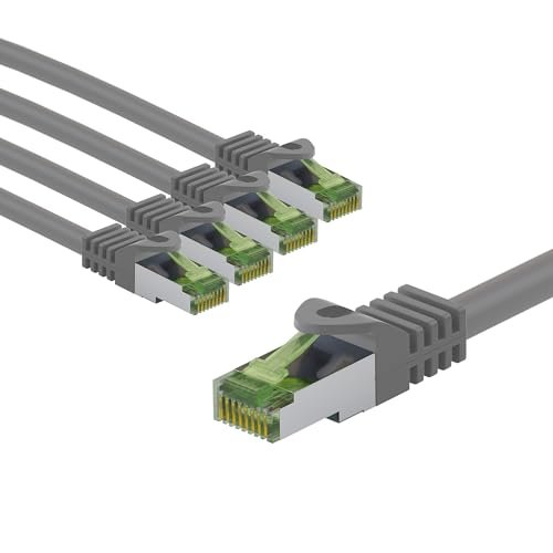 goobay 66112 CAT8.1 kabel sieciowy w zestawie 5 szt. / kabel krosowy ekranowany S/FTP/CU Ethernet, PiMF, LSZH, OFC/Cat 8.1 kabel z 40 Gbits/szary / 5 x 2 m