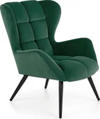 Fotele - Elior Zielony welurowy fotel uszak - Bergen - miniaturka - grafika 1