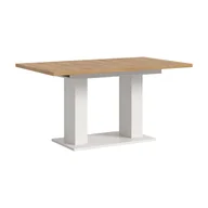 Stoły - Motion stół do jadalni podwójna kolumnowa 90x150/190 cm z 1 wkładką dąb dekor, biały. - miniaturka - grafika 1