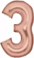 Balony i akcesoria - Balon foliowy satynowy cyfra 3 różowe złoto - 86 cm - 1 szt. - miniaturka - grafika 1
