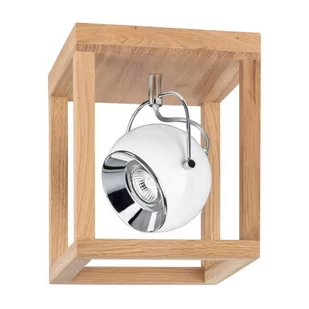 Spotlight Sufitowa LAMPA skandynawska ROY 5222174 reflektorowa OPRAWA drewaniana klatka kostka cube dąb olejowany biała 5222174 - Lampy sufitowe - miniaturka - grafika 1