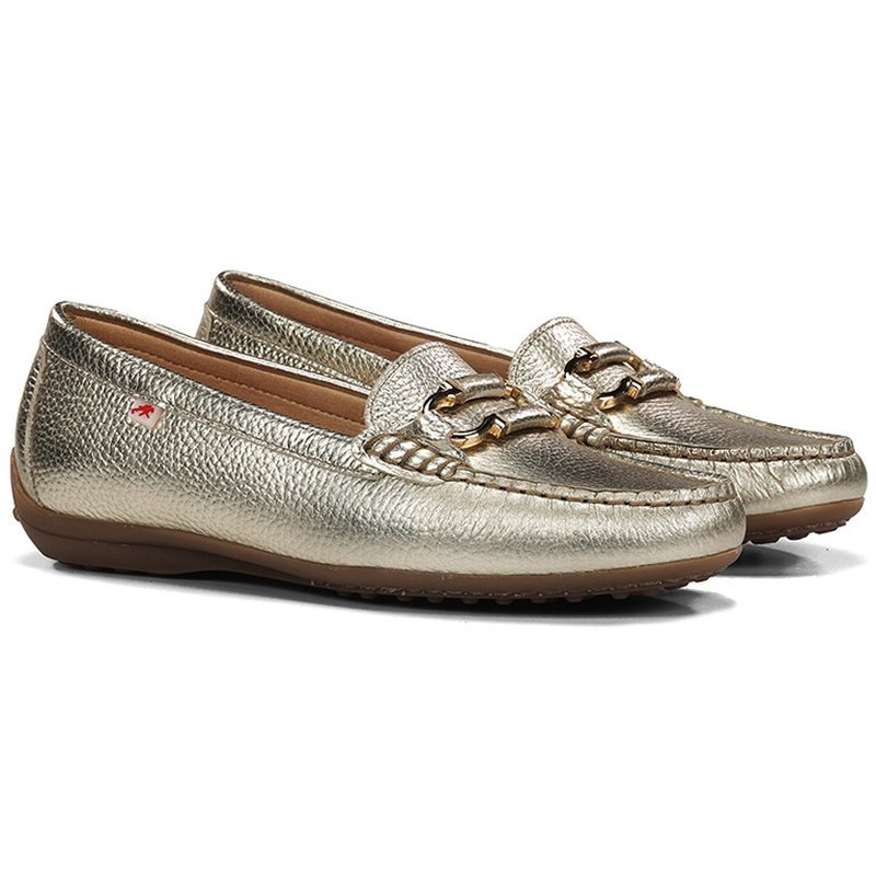 Mokasyny damskie Fluchos 504877 BRUNI F2156 METAL PLATINO R.38