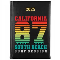 Kalendarze - KALENDARZ 2025 Planer Książkowy CZARNY Roczny California South Beach Wzory - miniaturka - grafika 1