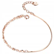 Bransoletki - Bransoletka srebrna RÓŻOWE ZŁOTO srebro pr 925 pozłacana serduszko - miniaturka - grafika 1