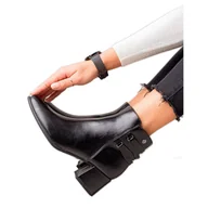 Botki damskie - Goodin Klasyczne Botki Z Eko Skóry czarne - miniaturka - grafika 1