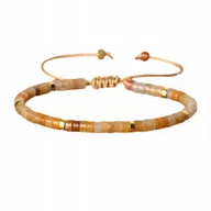 Bransoletki - Bransoletka Koraliki Kamień Naturalny Żółty Awenturyn 2 x 4 mm Regulowany - miniaturka - grafika 1