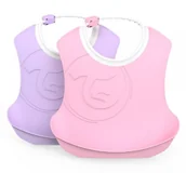 Śliniaki i fartuszki - Twistshake TWISTSHAKE MIĘKKI PLASTIKOWY ŚLINIAK, 2 SZT RÓŻOWO-FIOLETOWY 78219 - miniaturka - grafika 1