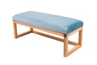 Ławki do przedpokoju - Ławka Na Buty Lpg-2 80 cm Emrawood Drewno Lite, kolor Naturalny Siedzisko Gładkie, kolor Niebieski - miniaturka - grafika 1