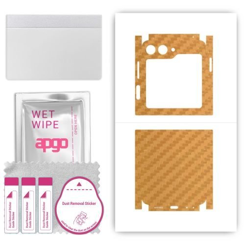 folia naklejka skórka strukturalna na TYŁ+BOKI do Samsung Galaxy Z Flip5 Retro - Carbon Złoty - apgo SKINS