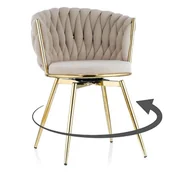 Krzesła - Krzesło obrotowe DC-3027 ciemny beż welur #7 złote nogi - miniaturka - grafika 1