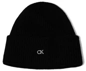 Czapki damskie - CALVIN KLEIN damska czapka zimowa + szalik czarna zestaw set domieszka wełny - miniaturka - grafika 1
