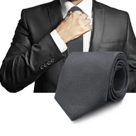 Krawaty i muchy męskie - Elegancki KRAWAT Męski Klasyczny GRAFITOWY Krateczka M.14 Pako Jeans - miniaturka - grafika 1