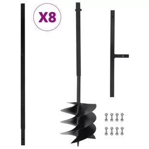 vidaXL Świder glebowy z uchwytem 250 mm przedłużany 8 m stal 3059407 - Grabie i motyki - miniaturka - grafika 1