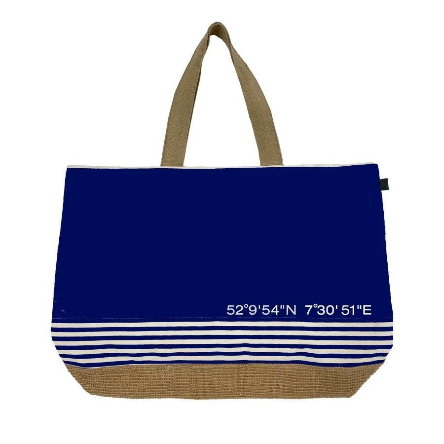Torba plażowa Canvas Beach Bag 40x55 granatowa 100% bawełna Cawoe