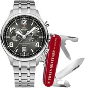 Zegarki męskie - Zestaw męski SWISS MILITARY SM30192.01 stalowy klasyczny do pływania - miniaturka - grafika 1