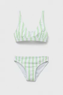 Stroje kąpielowe dla dziewczynek - Roxy dwuczęściowy strój kąpielowy dziecięcy kolor zielony - grafika 1