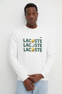 Lacoste bluza bawełniana męska kolor beżowy z nadrukiem - Bluzy męskie - miniaturka - grafika 1